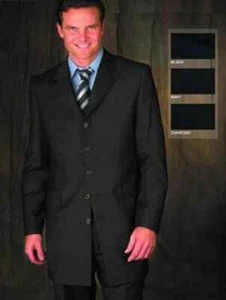 NWT VITALIANO Men's 2 Piece Suit BLACK 5 COVERED BUTTONS 42/35~ Unhemmed Pants - Picture 1 of 12