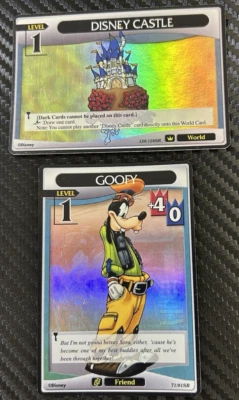 Kingdom Hearts CCG SR FOIL Lot #71/91: GOOFY & #128/128 DISNEY CASTLE !! - Image 1 of 3