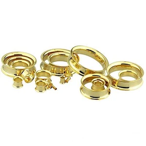 PAAR - Gold IP Double Flare Ohr Tunnel 04 mm / 6 Stärke  - Bild 1 von 4
