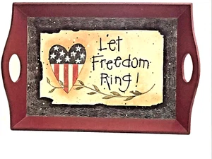 LET FREEDOM RING Decor 16x11" Composite Serving Tray 4th July Americana Theme - Picture 1 of 12