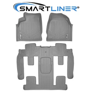 SMARTLINER Custom Fit 3 Row Grey Floor Mat Set for Traverse/Enclave/Acadia - Picture 1 of 2