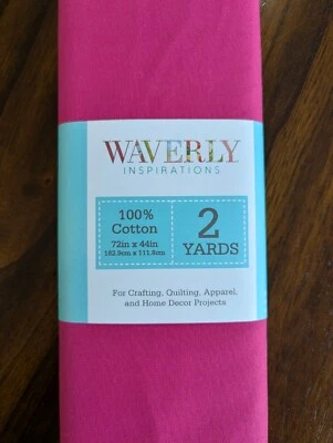NEW (2) Yards Pre-Cut Waverly Inspirations Solid Magenta 100% Cotton Fabric. - Image 1 of 2