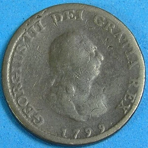 UK Great Britain Farthing Copper Coin 1799, George III, Combined Shipping - Picture 1 of 3
