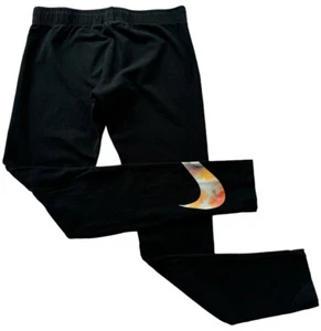 NIKE Leggings Girls size Medium Black Tie Dye Swoosh Ankle Athletic Tight Pants - Picture 1 of 9