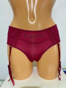 SLIP BORDEAUX CON REGGICALZE S REMOVIBILI COULOTTE PIZZO INTIMO UNDERWEAR SEXY - Picture 1 of 5