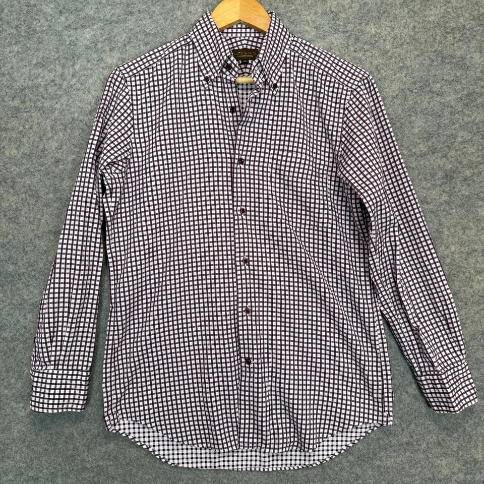 Luciano Barbera Button Down Shirt Mens 46 Gingham Red White Designer Il Faro - Image 1 of 4