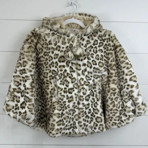 DONNA SALYERS FABULOUS FURS CAPE SNOW LEOPARD Women Medium Full Zip Faux Hooded - Picture 1 of 11