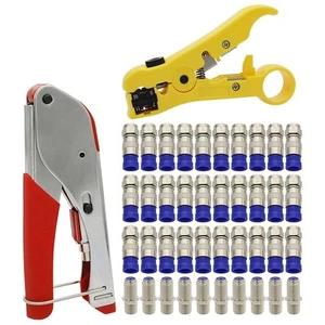 Koaxialkabel-Crimper und F-RG6-Anschlüsse, 30 Stück F-Stecker und 10 Stück 4267 - Zdjęcie 1 z 6