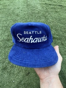 Vintage 90s Seattle Seahawks Sports Specialties Script Corduroy Hat CORD Eazy E - Bild 1 von 10