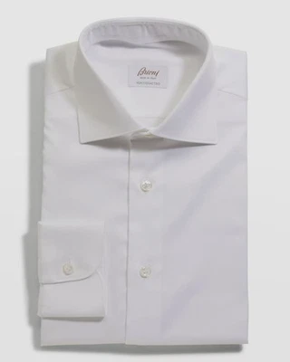Camisa social masculina manga longa Brioni branca sólida ajuste clássico tamanho 43R US$ 690 - Imagem 1 de 2