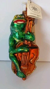 Christopher Radko Jeremiah Frog Playing Bass Ornament  1995, 6 7/8" - Picture 1 of 8
