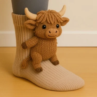 3D niedliche Tiere Socken gestrickte Tiere Boden Socken Unisex Winter Geschenke - Bild 1 von 4