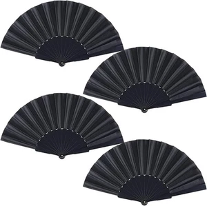 Black Folding Hand Fans Fabric Fans Chinese Japanese Style Summer Handheld Fan f - Picture 1 of 6