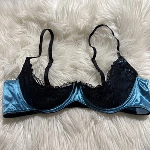 Sujetador Cottelli Collection Lencería Sexi Underbust 38B Azul Claro Negro Borde Nuevo sin Etiquetas - Imagen 1 de 14