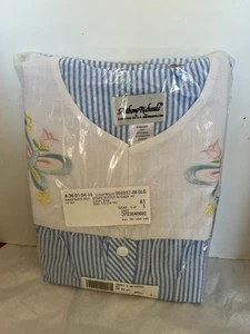 Anthony Richards House Coat Duster Robe womens LARGE 14-16 Blue w Butterflys NEW - Picture 1 of 3
