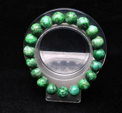 Pulsera de cuentas redondas de piedras preciosas de cristal turquesa verde natural de 10,5 mm AAA Foto 1 de 4