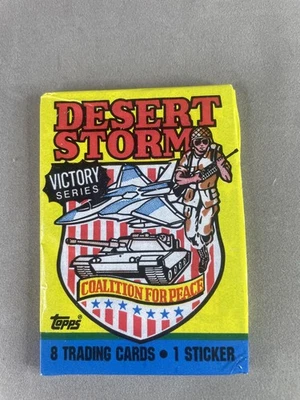 Vtg Desert Storm Victory Series Wax Pack of 8 Trading Cards (TOPPS 1991) Sealed - Image 1 of 2