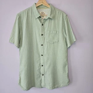 Fat Face Shirt Linen Cotton Blend Mens Green Striped Short Sleeved Large - Picture 1 of 8