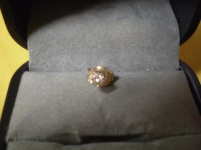 14K Yellow Gold Ladies Men's Simulated White Sapphire Single Earring   0.3 grams - Image 1 of 3