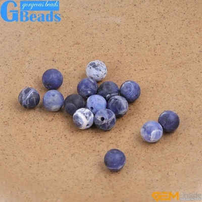 Sodalite Natural Stone Matt Round Stone Beads For Jewelry Making 15" String - Image 1 of 4