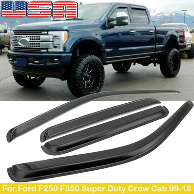 For Ford F250 F350 Super Duty Crew Cab 99-16 Window Visor Rain Guard Vent - Изображение 1 из 4