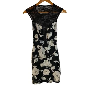 Windsor Sheer Lace Dress Sz S Bodycon Stretch Prom Party Black Floral Whimsigoth - Bild 1 von 8