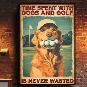 Divertido Póster de Golf para Perros Arte Retro Tiempo Pasado con Perros y Golf Decoración de Pared Regalo - Imagen 1 de 5