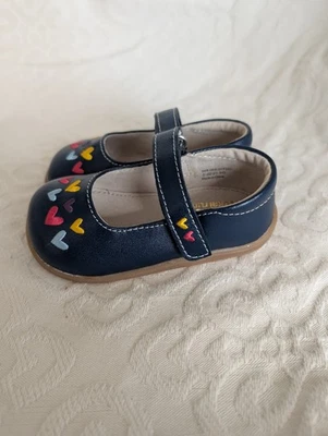 NEW See Kai Run Navy Blue Hearts Mary Jane Shoes Infant Toddler Size 7  - Image 1 of 4