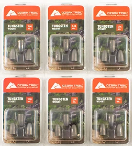 (LOT OF 6) OZARK TRAIL TUNGSTEN WEIGHTS 1/4OZ TWS14-N NATURAL - Picture 1 of 3