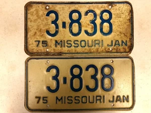 1975 MISSOURI License Plate 3-838 PAIR - Picture 1 of 1