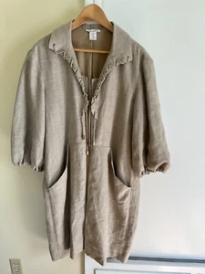 Vintage 1990's Oscar de la Renta Heavy Linen Coat w Silk Lining-Rare-Size 10-EUC - Picture 1 of 21