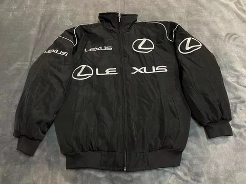 Unisex Adults F1 Team Racing Lexus Jacket Black Embroidery Cotton Padded Cover