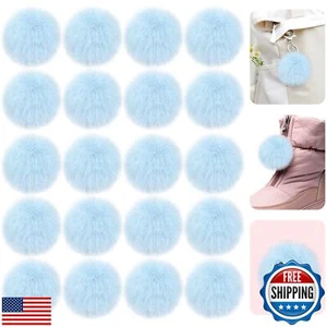 Bekecidi 20 PCS Faux Fur Pom Pom Balls, Fluffy Pom Poms with Elastic Loop Sof - Picture 1 of 5