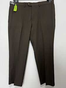 Haggar NWT Dress Pants 42x30 Brown Eclo Hidden Expander Stretch