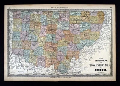 1883 Hardesty Map S. Ohio Columbus Cincinnati Dayton Athens Zanesville Lancaster - Image 1 of 4