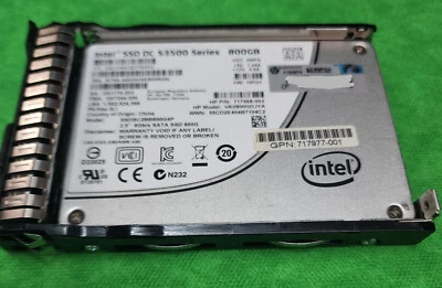 HP Intel SSD S3500 800GB 2.5" SATA 717968-003 718139-001 caddy G8 G9 G10 - Image 1 of 2