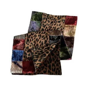 Henri Bendel x Zuzka Terciopelo Seda Bufanda Retazos Leopardo Estampado Animal De Colección RARO - Imagen 1 de 9