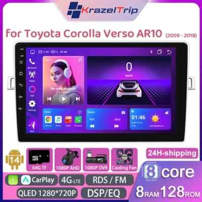 8 Core Car Radio for Toyota Corolla Verso AR10 2009-2018 Carplay Andriod DSP RDS - Image 1 of 4