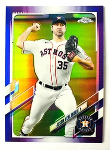 2021 Topps Chrome Justin Verlander PURPLE Refractor Card SP #/299 Astros Star! - Picture 1 of 3