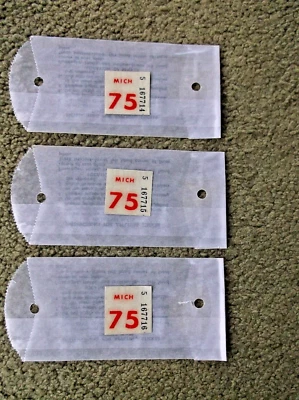 1975 Мичиган номерной знак регистрации год наклейки вкладки автомобиля мотоцикла - Изображение 1 из 3