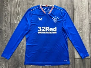 MAGLIA CALCIO CASA GLASGOW RANGERS 2020 2021 MAGLIA CASTORE MANICHE LUNGHE UOMO L - Foto 1 di 10
