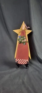 16" Primitive rustikale Landhaus Hängedeko, rot/senf Holz Engel & Stern - Bild 1 von 13