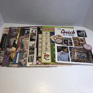 11 Assorted Leisure Arts Cross Stitch Pattern Books Lot Flowers Jar Lids Seasons - Picture 1 of 22
