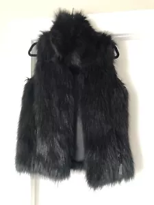 Calvin Klein Faux Fur Black Vest Size Small - Picture 1 of 4