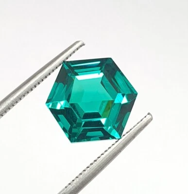 9.07Ct Flawless Hexagon Cut Lab Grown Bluish Green Paraiba Spinel Loose Gemstone - Image 1 of 4