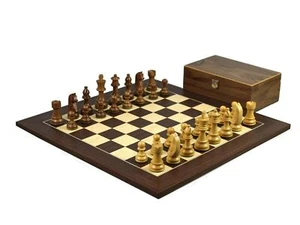 Wooden Chess Set Macassar Board 20" Weighted Sheesham German Staunton Pieces 3.7 - Picture 1 of 12