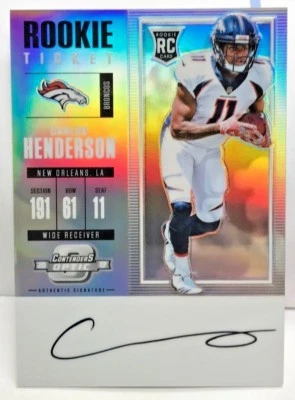 Carlos Henderson 2017 Contenders Optic Rookie Ticket Prizm RC Autograph Auto - Image 1 of 2