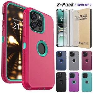 Für iPhone 15/15+/15 Pro/15 Pro Max Stoßfest Hybrid Case Hülle Hartglas - Bild 1 von 55