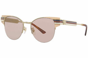 GUCCI GG0521S 005 Sunglasses Gold Pink Frame Brown Pink Lenses 52mm