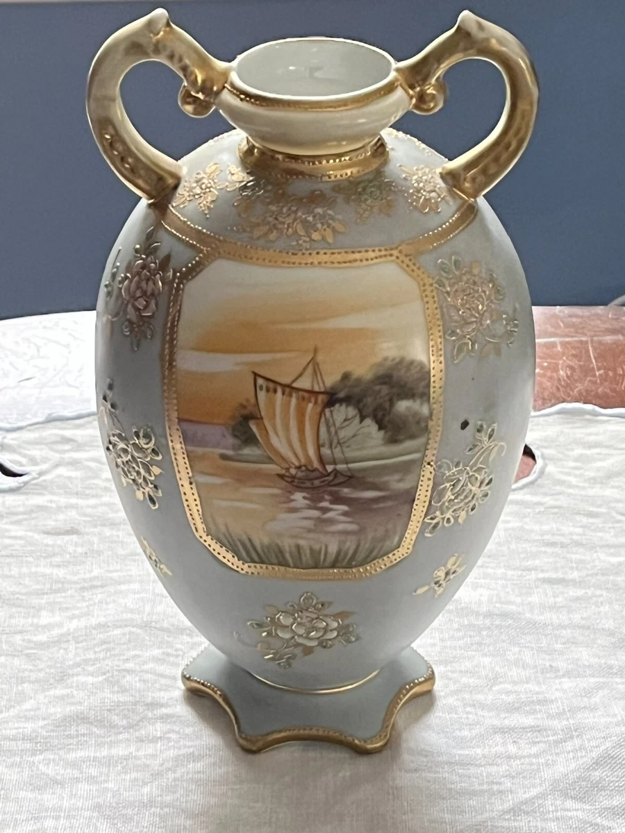 陶瓷蓝色古董日本原创古董花瓶| eBay